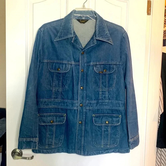 VINTAGE MENS LEE denim jacket blue snap front size XL reg - Picture 1 of 10